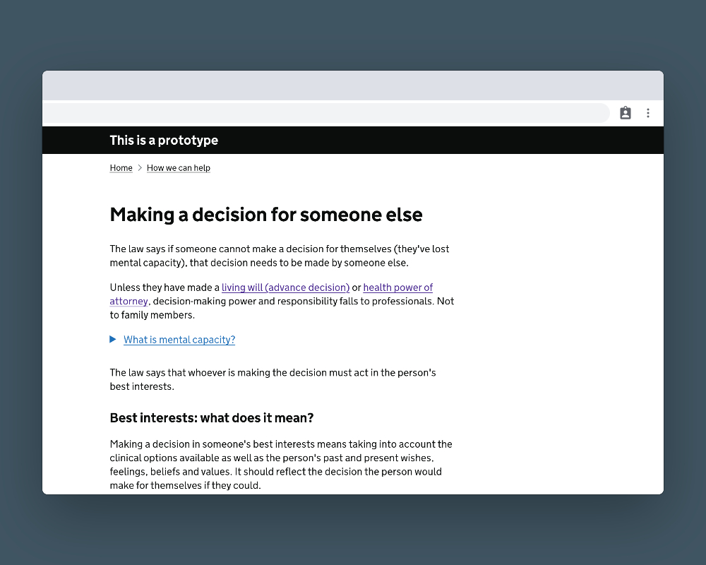 Our protoype webpage