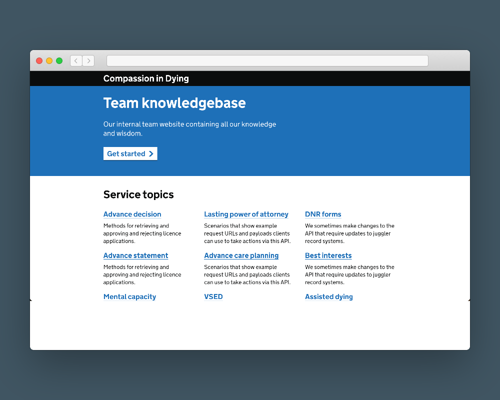 Early prototype of the landing page