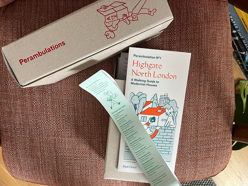 A picture of a box set of walking guides I ordered recently. An example of posh paper!